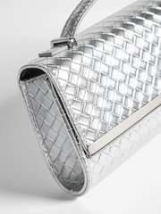 Friends Like These Silver Top Handle Weave Clucth Bag - Image 4 of 6