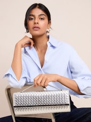 Friends Like These Silver Top Handle Weave Clucth Bag - Image 6 of 6