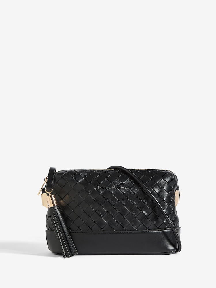 Friends Like These Black Weave Knotted Handle Cross-Body Bag - Image 1 of 6