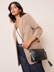 Friends Like These Black Weave Knotted Handle Cross-Body Bag - Image 6 of 6