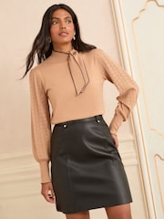 Love & Roses Black PU Mini Skirt - Image 3 of 4