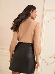 Love & Roses Black PU Mini Skirt - Image 4 of 4