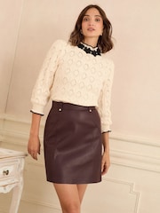Love & Roses Burgundy Red PU Mini Skirt - Image 1 of 4