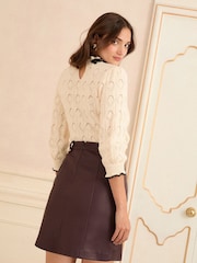 Love & Roses Burgundy Red PU Mini Skirt - Image 4 of 4