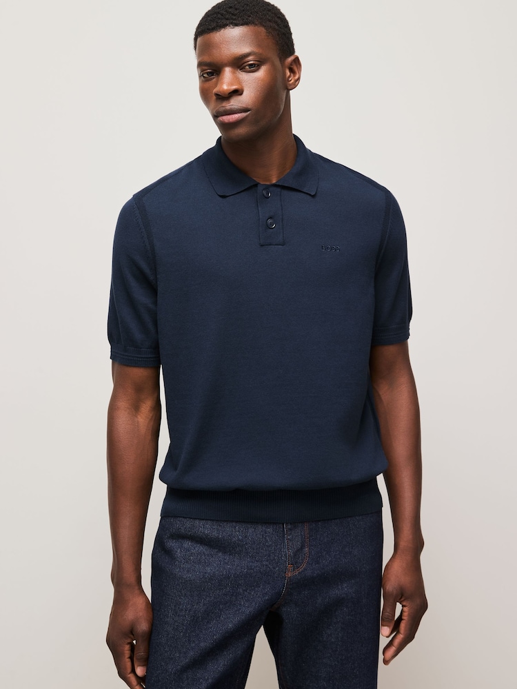 BOSS Navy Regular Fit Asac Logo Polo Shirt - Image 1 of 1