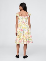 Gap White Floral Smocked Floral Midi Dress (4-13yrs) - Image 2 of 4