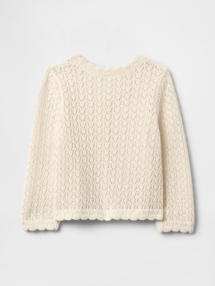 Gap Cream 100% Cotton Crochet Knitted Cardigan - Image 2 of 3