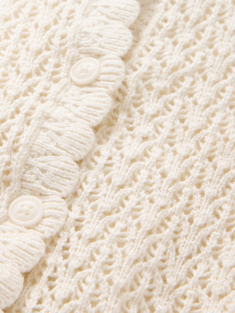 Gap Cream 100% Cotton Crochet Knitted Cardigan - Image 3 of 3
