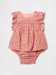 Gap Red Smocked Ruffle-Sleeve Bodysuit Dress (Newborn-24mths) - Image 1 of 2