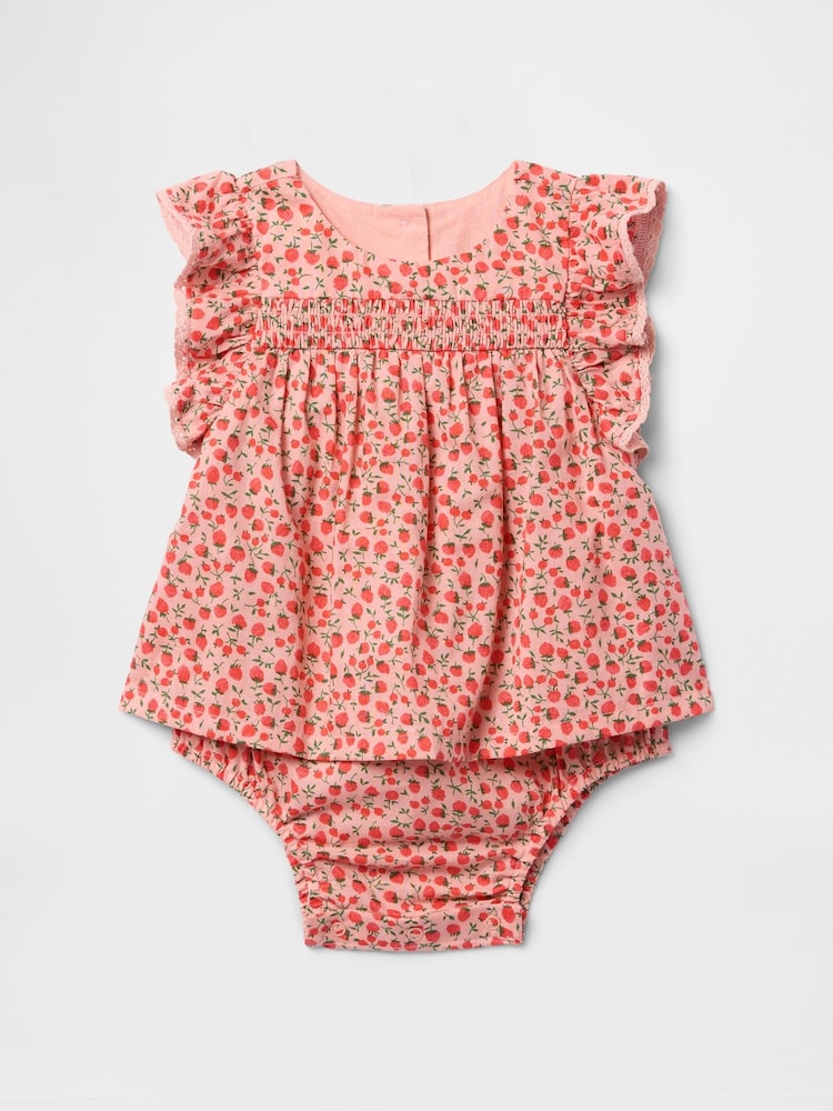 Gap Red Smocked Ruffle-Sleeve Bodysuit Dress (Newborn-24mths) - Image 1 of 2