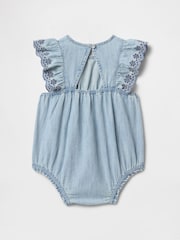 Gap Blue 100% Cotton Denim Ruffle Baby Bodysuit (Newborn-24mths) - Image 2 of 3