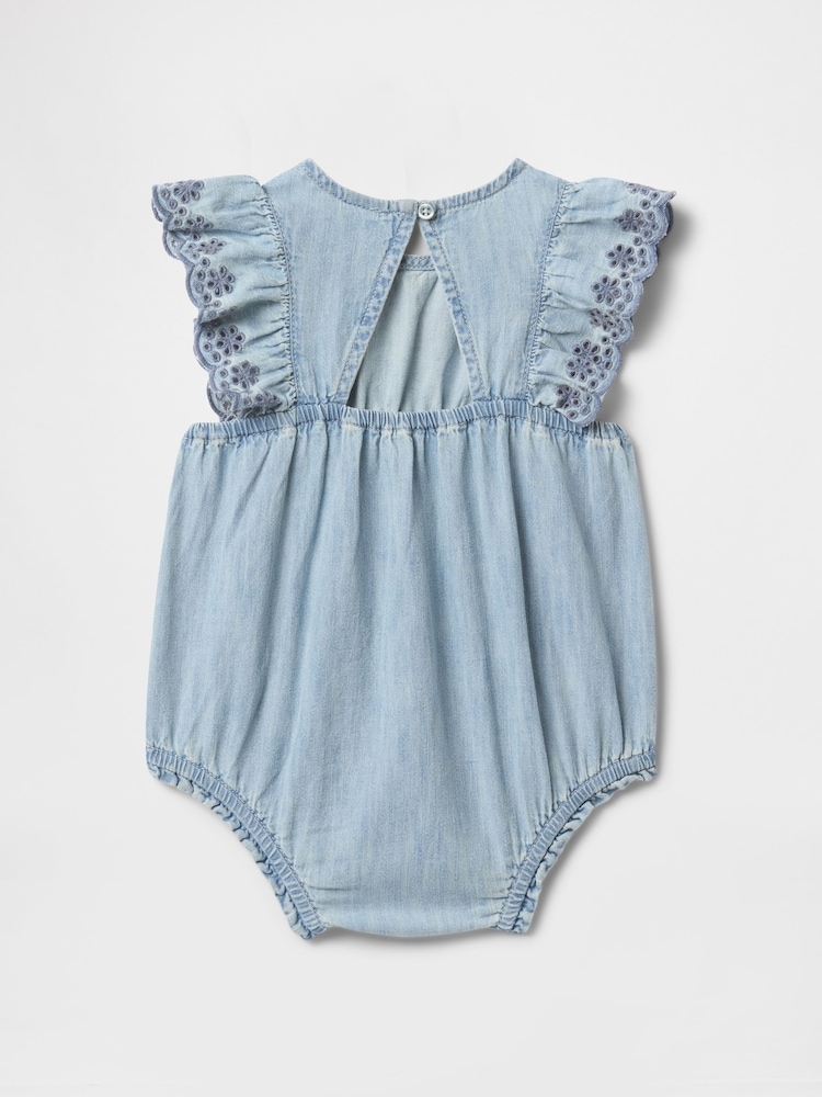 Gap Baby-Body aus 100 % Denim-Baumwolle mit Rüschen (Neugeborene -24Monate) - Bild 2 von 3 Gap Baby-Body aus 100 % Denim-Baumwolle mit Rüschen (Neugeborene -24Monate) - Bild 2 von 3