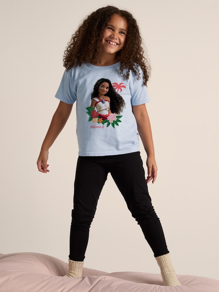 Brand Threads Blue Disney Moana Girls 100% Cotton T-Shirt - Image 2 of 3