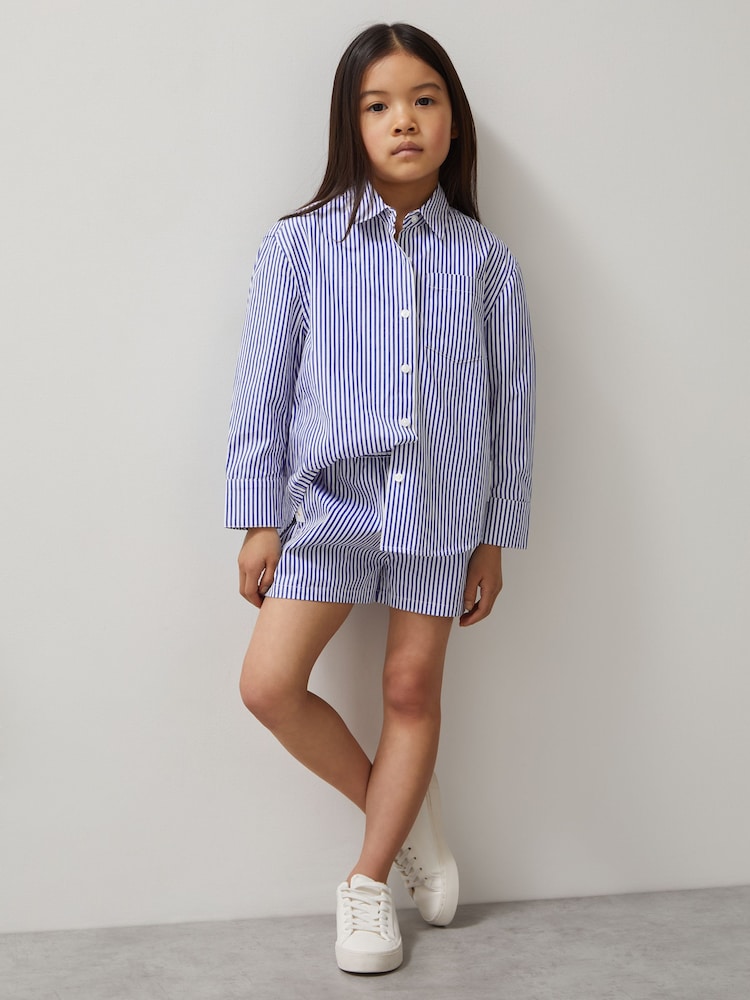 Reiss Blue/White Hailey McLaren F1 Team Cotton Stripe Shirt - Image 1 of 6