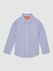 Reiss Blue/White Hailey McLaren F1 Team Cotton Stripe Shirt - Image 2 of 6
