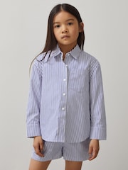 Reiss Blue/White Hailey McLaren F1 Team Cotton Stripe Shirt - Image 3 of 6