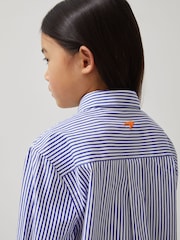Reiss Blue/White Hailey McLaren F1 Team Cotton Stripe Shirt - Image 4 of 6