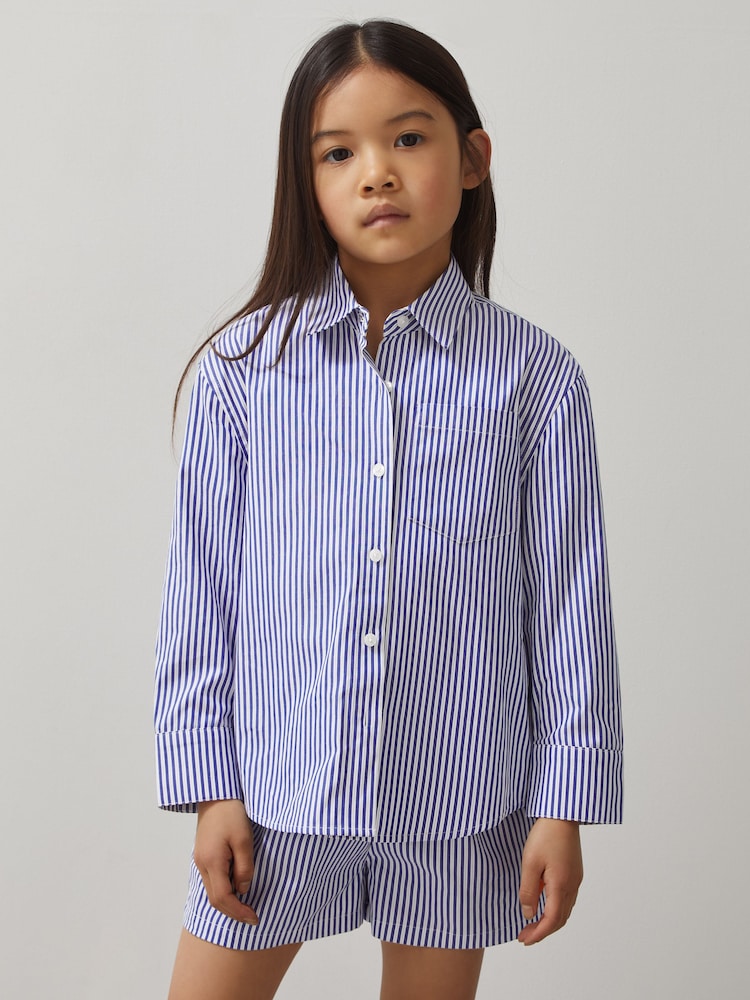 Reiss Blue/White Hailey McLaren F1 Team Cotton Stripe Shirt - Image 1 of 6