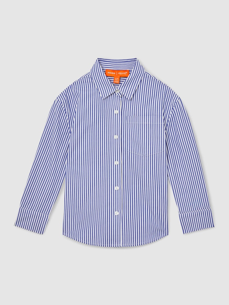 Reiss Blue/White Hailey McLaren F1 Team Cotton Stripe Shirt - Image 2 of 6