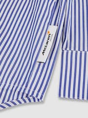 Reiss Blue/White Hailey McLaren F1 Team Cotton Stripe Shirt - Image 6 of 6