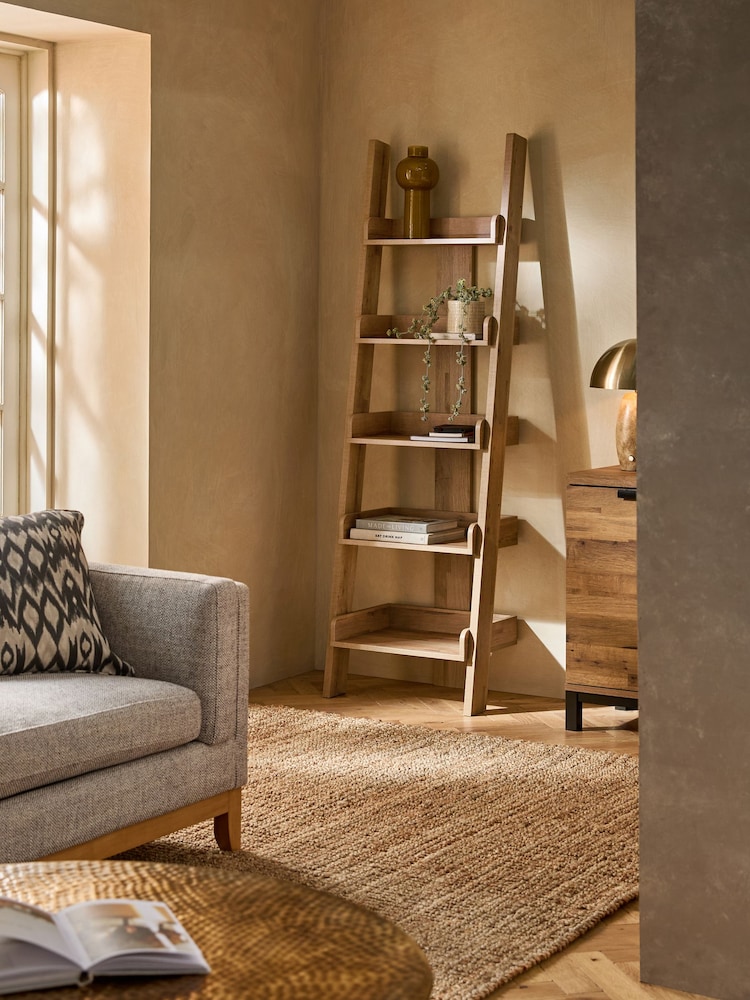 Dark Bronx Oak Effect Narrow Ladder Shelf - Image 1 of 8
