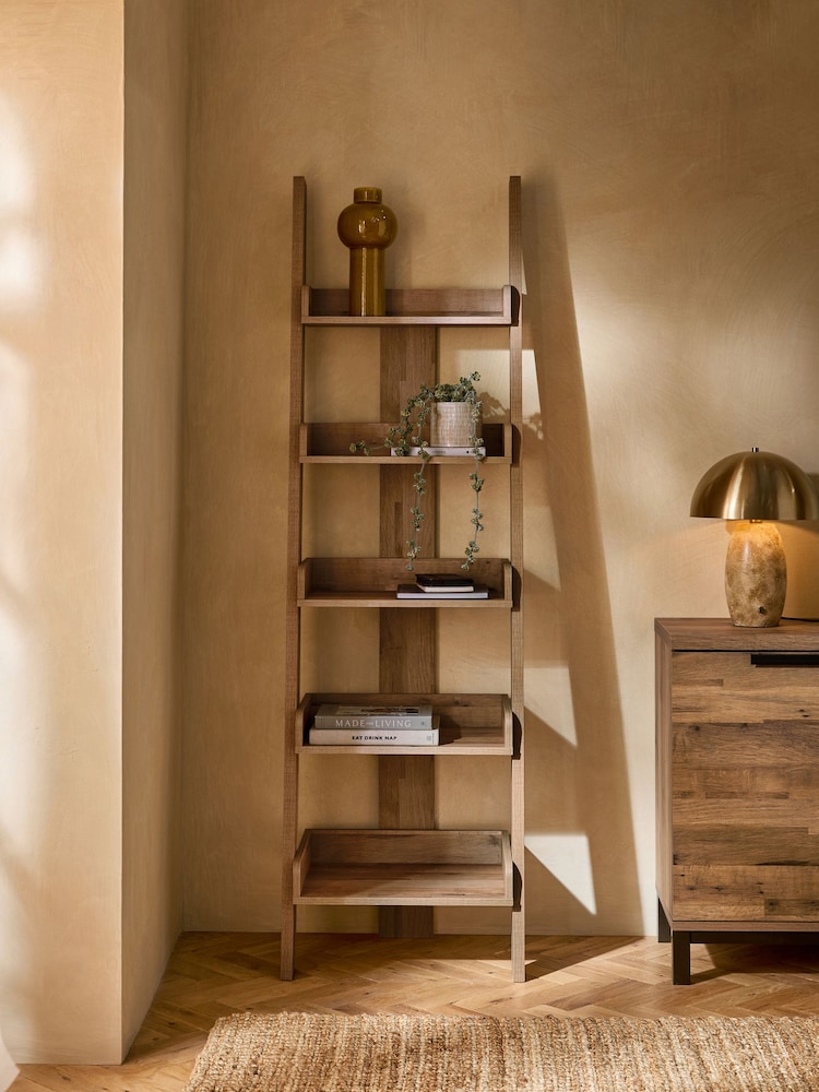 Dark Bronx Oak Effect Narrow Ladder Shelf - Image 2 of 8