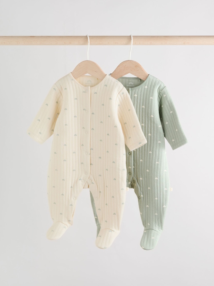 Sage Green Baby Quilted Sleepsuits 2 Pack - Image 1 of 19 Sage Green Baby Quilted Sleepsuits 2 Pack - Image 1 of 19