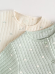 Sage Green Baby Quilted Sleepsuits 2 Pack - Image 7 of 19