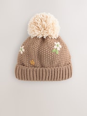 Chocolate Brown Embroidered Beanie (1-13yrs) - Image 1 of 3