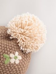 Chocolate Brown Embroidered Beanie (1-13yrs) - Image 2 of 3