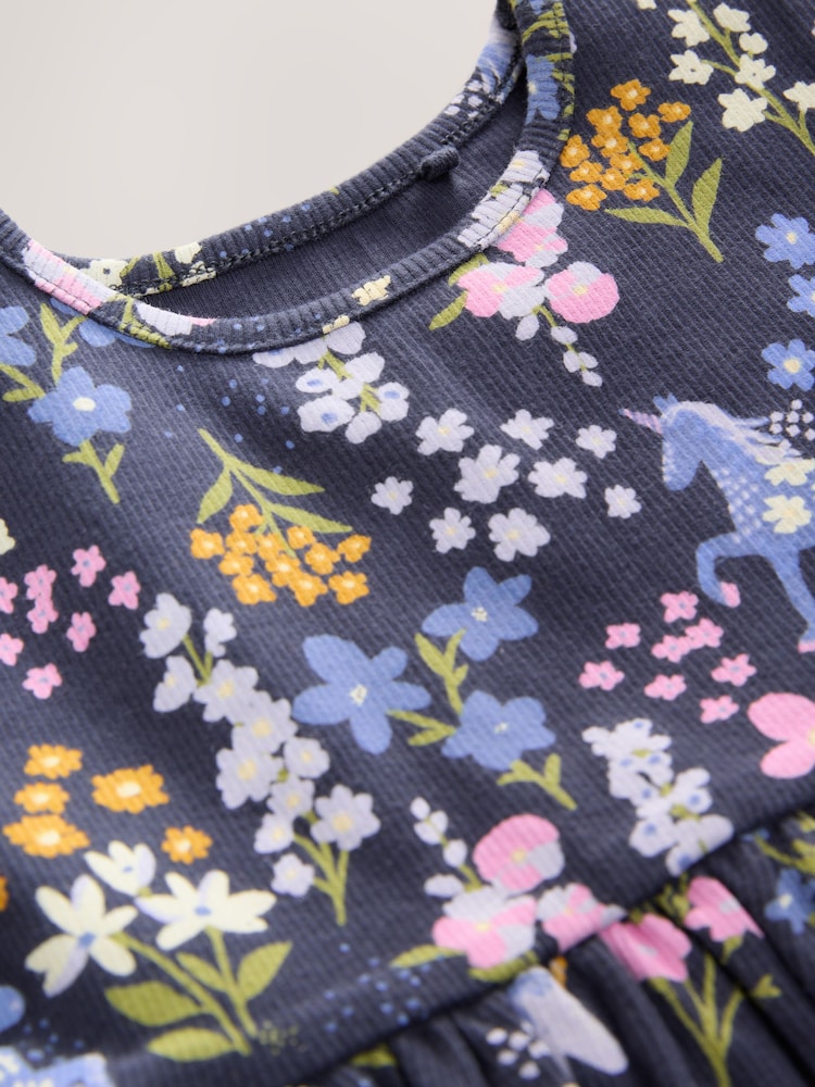 Azul marino con unicornio - Vestido de verano de punto y manga corta (3 meses - 7 años) - Imagen 4 de 4 Azul marino con unicornio - Vestido de verano de punto y manga corta (3 meses - 7 años) - Imagen 4 de 4