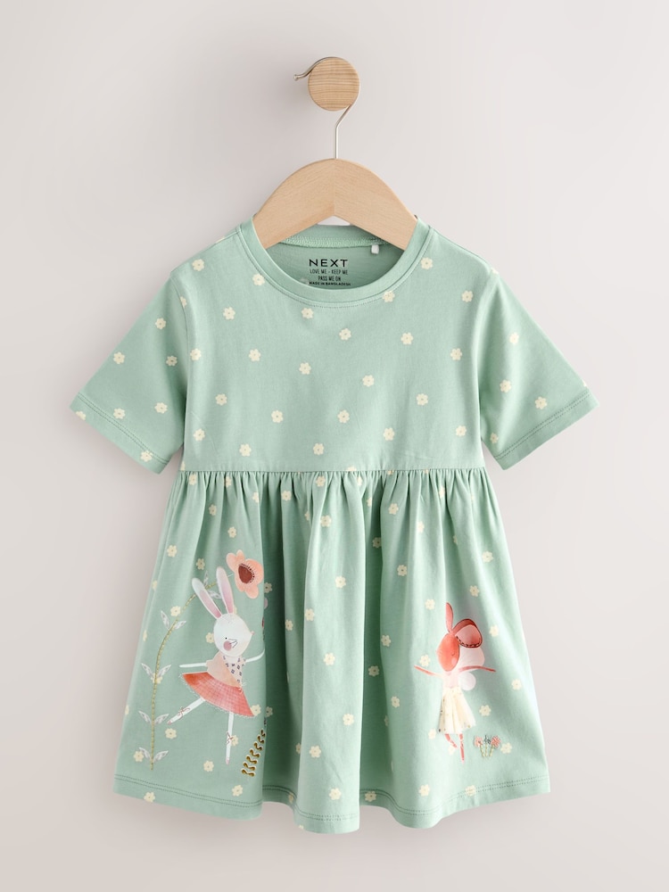 Bunny Blue Short Sleeve Jersey Summer Dress (3mths-7yrs) - Image 1 of 4
