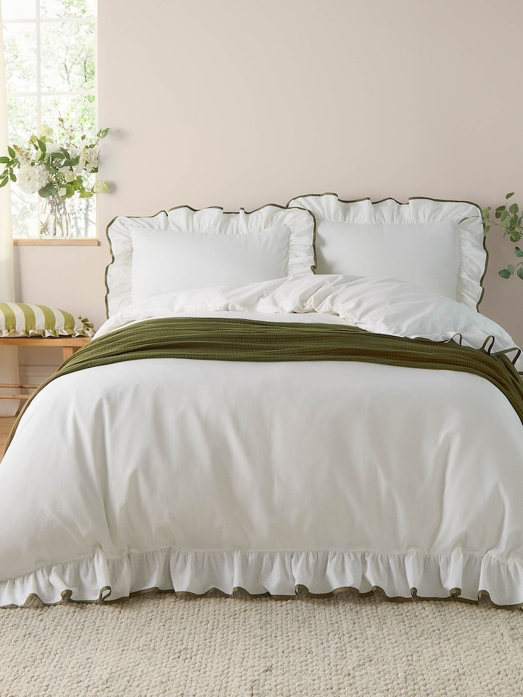 Wylder Olive Blousey Cotton Ruffle Duvet Set - Image 1 of 3