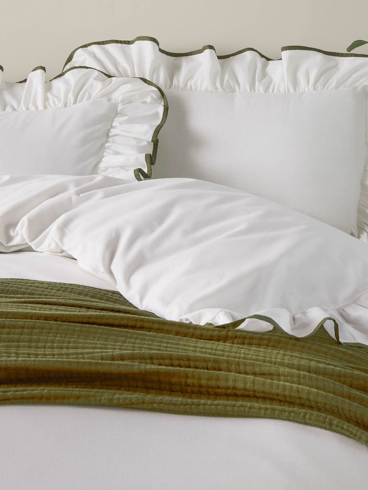 Wylder Olive Blousey Cotton Ruffle Duvet Set - Image 2 of 3