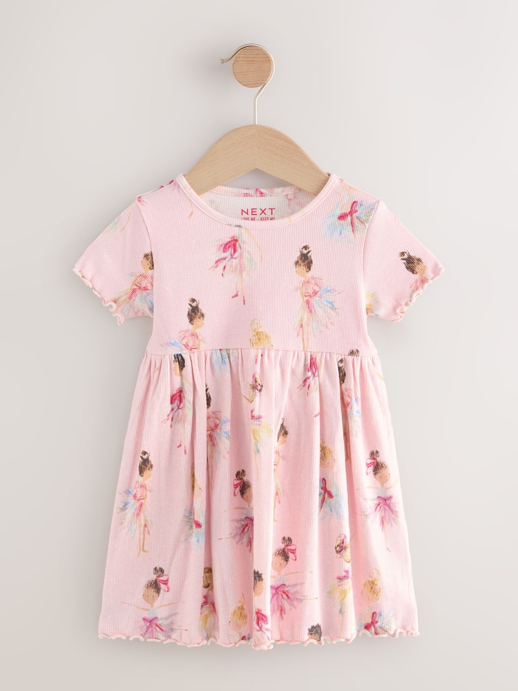 Pink Short Sleeve Jersey Summer Dress (3mths-7yrs) - Image 1 of 4