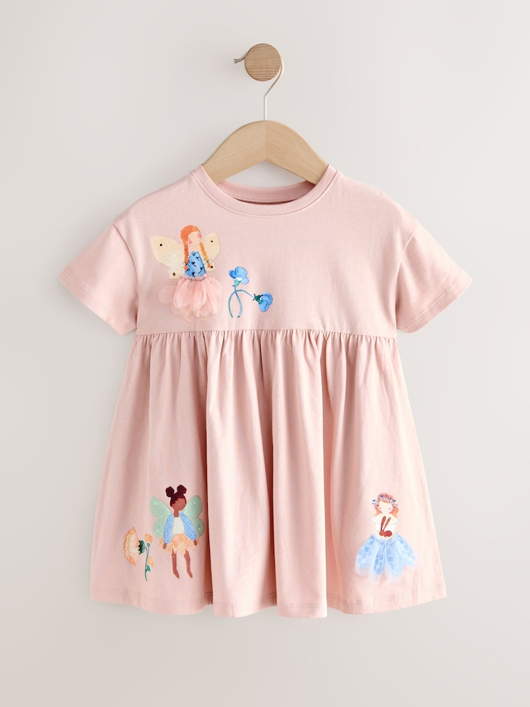 Rosa hada - Vestido de verano de punto y manga corta (3 meses - 7 años) - Imagen 1 de 4