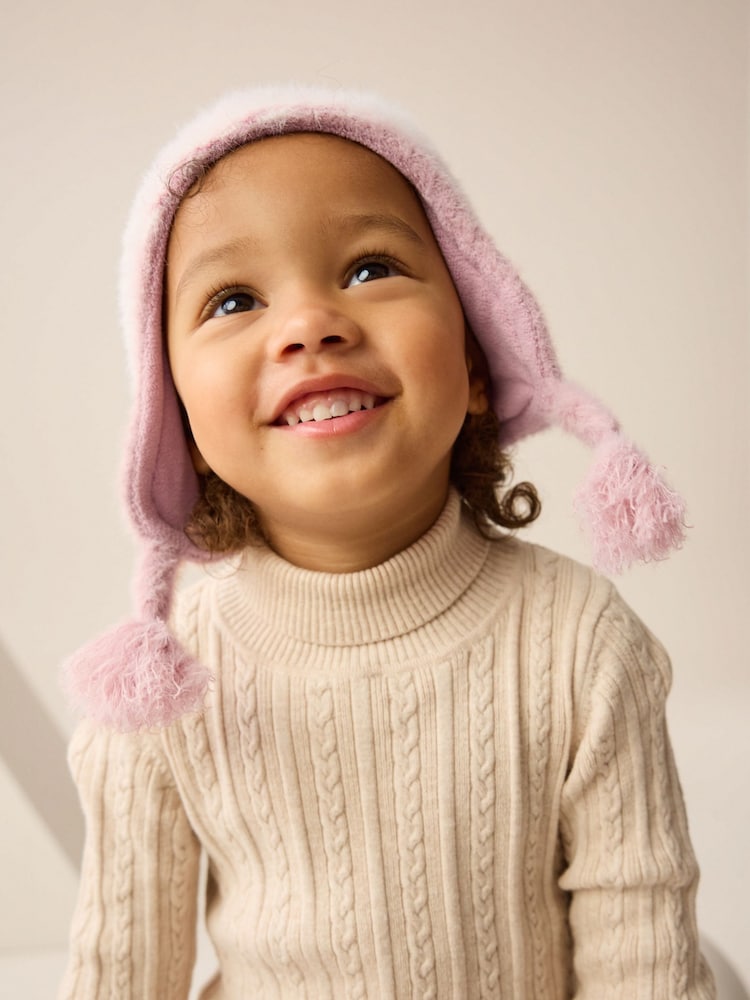 Pink Fairisle Pattern Trapper Hat (3mths-13yrs) - Image 2 of 5 Pink Fairisle Pattern Trapper Hat (3mths-13yrs) - Image 2 of 5
