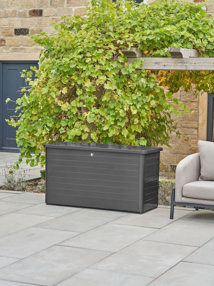 Pacific Black Rhode Island Small Galvanised Steel Garden Cushion Box - Image 1 of 6