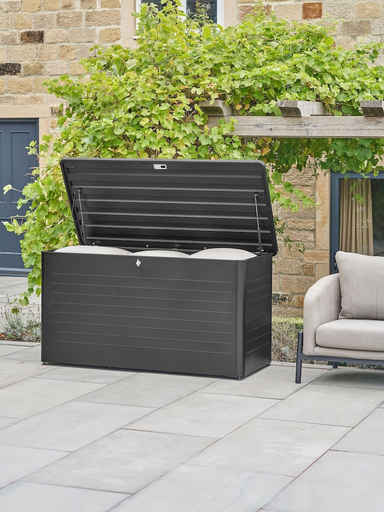 Pacific Black Rhode Island Large Galvanised Steel Garden Cushion Box - Image 1 of 6