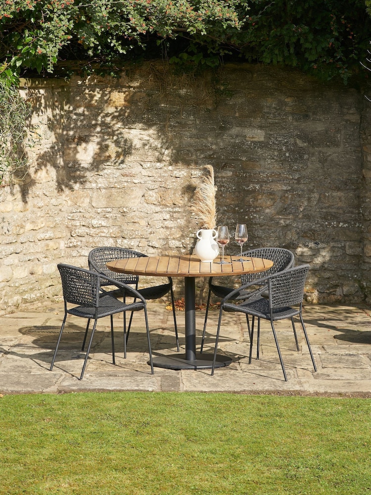 Pacific Black Dakota Wood Garden 4 Seater Dining Set - Image 1 of 6