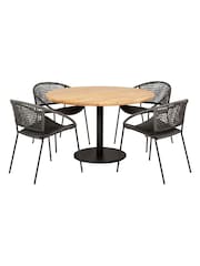 Pacific Black Dakota Wood Garden 4 Seater Dining Set - Image 5 of 6