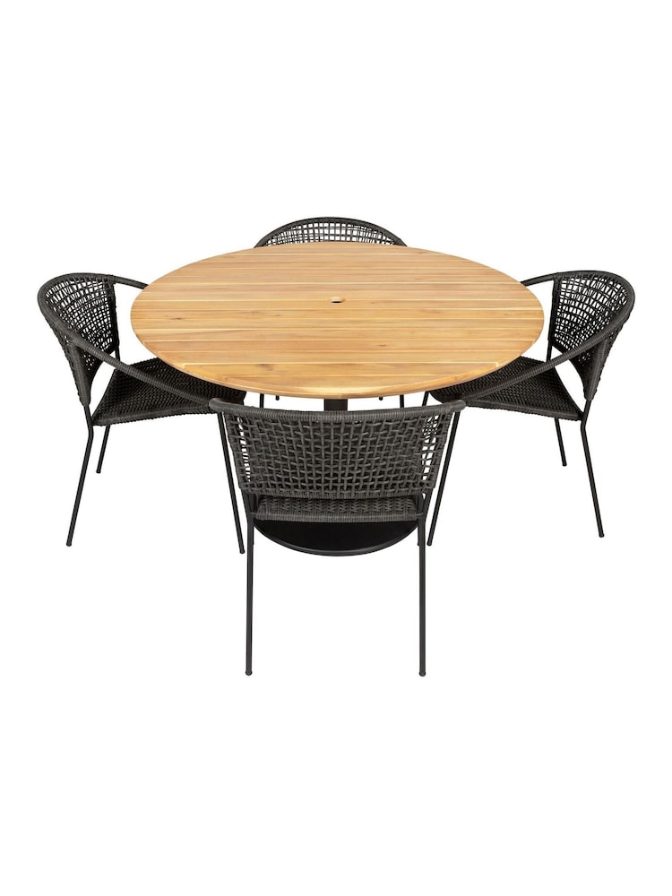 Pacific Black Dakota Wood Garden 4 Seater Dining Set - Image 6 of 6