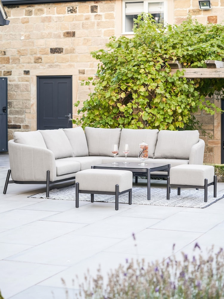 Putty Pacific Nevada Putty Garden Corner Seating Set with Coffee Table and Footstools - Image 1 of 6