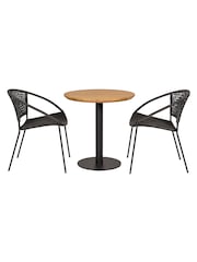 Pacific Black Dakota Wood Garden Bistro Set - Image 5 of 6
