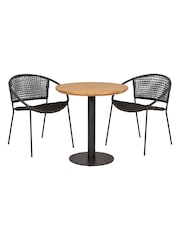 Pacific Black Dakota Wood Garden Bistro Set - Image 6 of 6