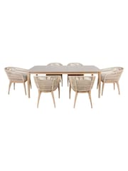 Pacific Antique Teak Moeven Garden 6 Seater Dining Set - Image 5 of 6