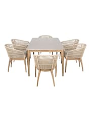 Pacific Antique Teak Moeven Garden 6 Seater Dining Set - Image 6 of 6