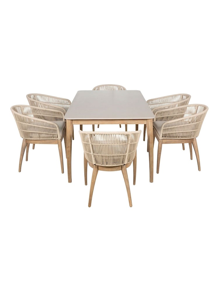 Pacific Antique Teak Moeven Garden 6 Seater Dining Set - Image 6 of 6