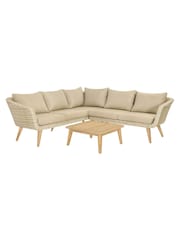 Pacific Light Teak Cabon Rattan Garden Corner Seating Set - Image 5 of 6