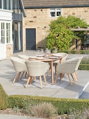 Pacific Light Teak Cabon Rattan Garden 6 Seater Dining Set - Image 1 of 6